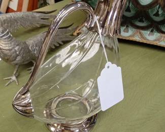 SilverPlated Glass DuckShaped Decanter with Handle second image