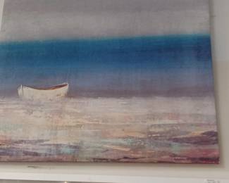 Seascape with Rowboat Oil Painting by Kemp