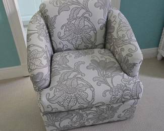 Ethan Allen Swivel Club Chair with Paisley Floral Upholstery