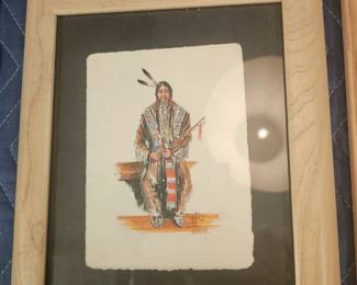 Native American Man Portrait Print by W. Morris