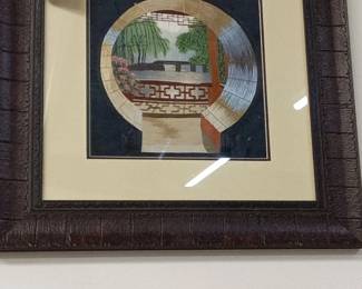 Framed Silk Embroidery of a Suzhou Garden Scene