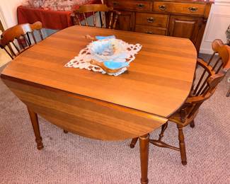 Vtg Young Republic Group Solid Hard Maple Tell City Chair Co Indiana Drop Leaf Table W/4 Captain Chairs!