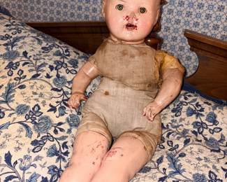 Antique 24” Composition Doll w/Blinking Blue Eyes!