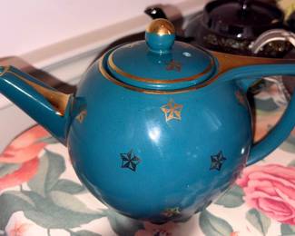 Vtg Hall Green W/Gold Stars Teapot!