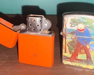 Vtg Orange Zippo & Vtg Windsor Golfer Lighters!