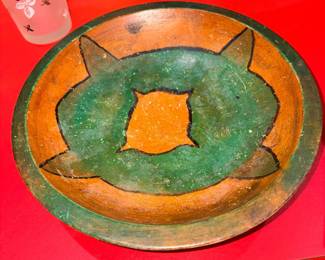 Vtg Hand-Carved & Painted Wood Bowl!