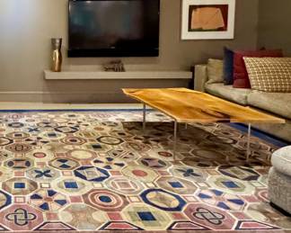 Wool Area Rug with Geometric Design