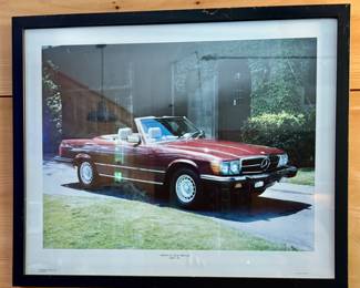 Vintage Framed Mercedes Benz 380 SL Poster
