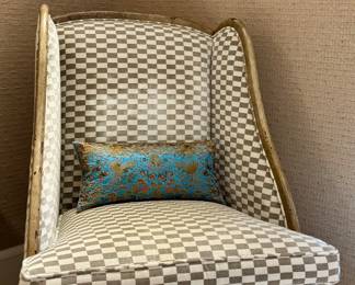 Custom Upholstered Louis XVI Style Wingback Armchair