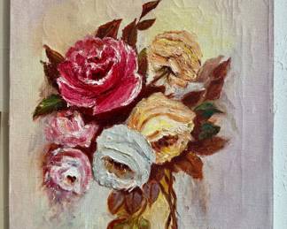 "Roses" Oil on Canvas, Signed