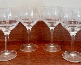 Gorsuch Etched Stag Wine Glasses