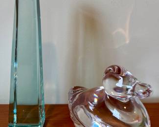 Crystal Obelisk & Art Glass Duck