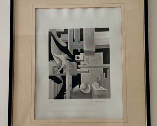 "The Builders" Lithograph, Signed Duchein