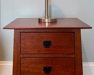 (2) Mission Style Three Drawer Nightstands