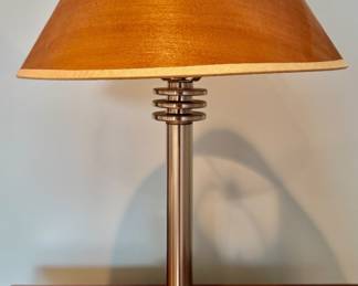 Chrome Lamp with Wood Shade