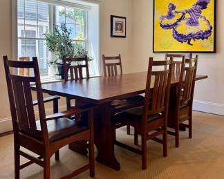 Stickley Mission Collection Harvey Ellis Dining Table & Chairs