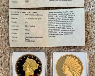 1849 Liberty Head & 1907 Indian Head Double Eagle Replicas