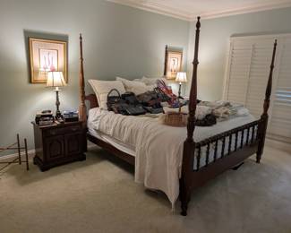 American Drew King Size Poster Bed and Nightstand