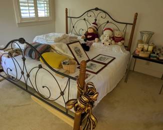 Iron and Wood King Size Bed