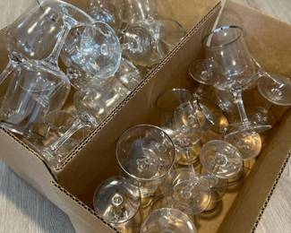 235 silvertonedrimmedvintagestemwareset