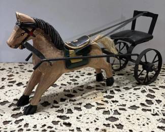 244 handcraftedwoodenhorseandmetalcarri