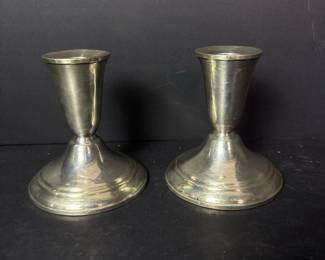 168 pairofvintageweightedsterlingcandle