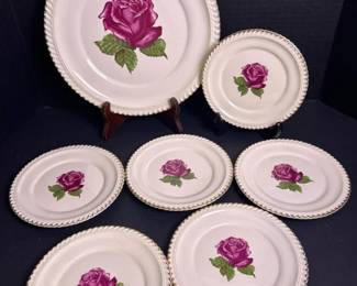 237 vintageharkerpotterycowildrosedinn