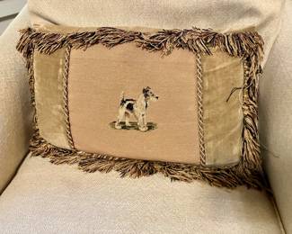 Needlepoint terrier pillow