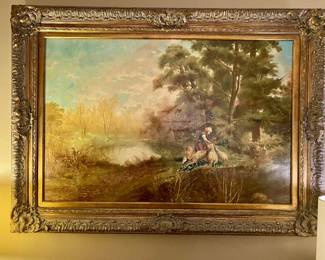 English pastoral oil on canvas painting