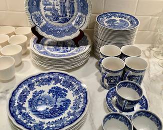 Spode blue and white china set