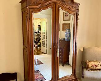 Antique French mirrored armoire