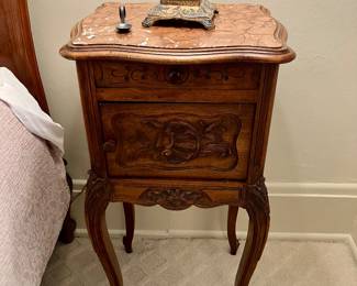 Marble top French nightstand