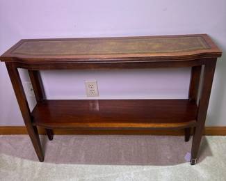 336 vintageconsoletablewithleatherinlay