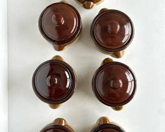 141 setof7brownglazedceramicfrenchoni