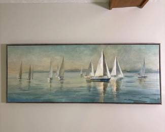 340 49x19largesailboatseascapewallart
