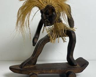 469 handcarvedwoodenskateboarderfigurine