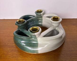 044 handmadeceramic4armcandleholderwit
