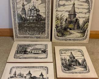 518 setof5vologdarussianwoodenplaques