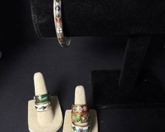 619 vintagechinesecloisonnenamelringsan