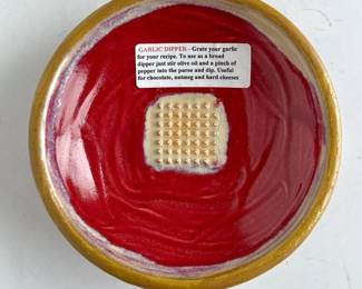 117 handmadeceramicgarlicgraterplatered