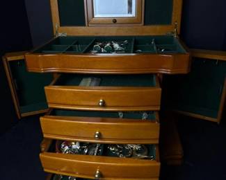 633 woodenjewelryarmoirewithmirrordrawe
