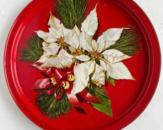 115 vintageredmetalholidayservingtrays