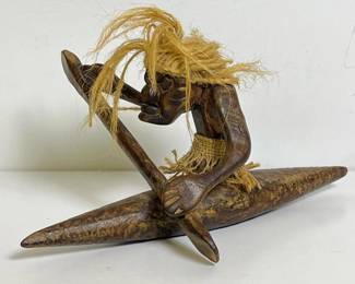 422 handcarvedwoodentribalcanoefigurine