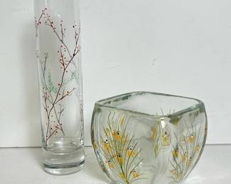453 handpaintedglassvasesetbyozlergla