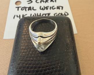 3 Carat total weight diamond ring on 14K white gold band