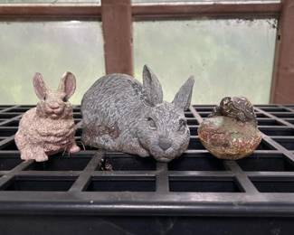 337 setof3gardenanimalstatuestworabbi