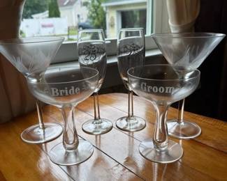 066 6pieceweddinganniversaryetchedglass