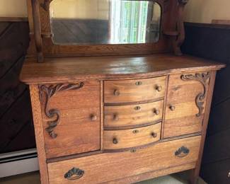 304 antiqueoaksideboardbuffetwithmirror