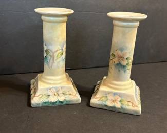 276 pairofvintageceramiccandlestickswit