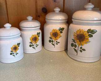 096 4piececeramicsunflowerkitchencanist